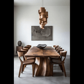 Trueliving Wood Brown Luxurious Dinning Table H 30 x W 45 x D 35; Chair : H 34 x W 18 x D 18